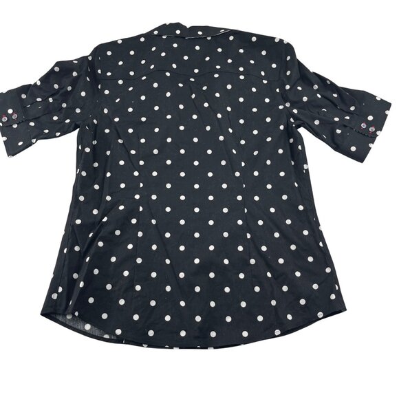 Talbots Womens Non-Iron Black Polka Dot Shirt Size 6 Cotton-Blend - Picture 5 of 5